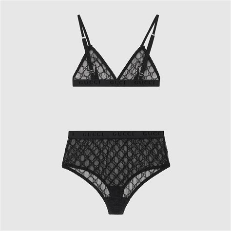 gucci lingerine|Black GG Tulle Lingerie Set .